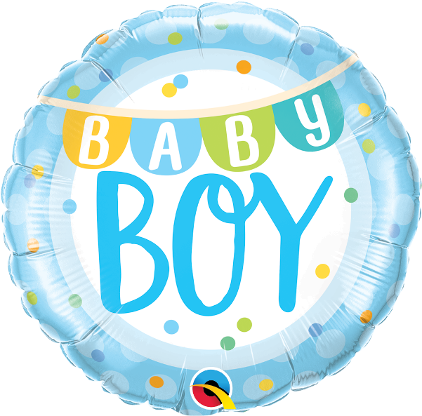 Baby Boy Banner & Dots 18" Foil Balloon - 18" Feel Better Soon Floral Foil Balloon (600x600), Png Download