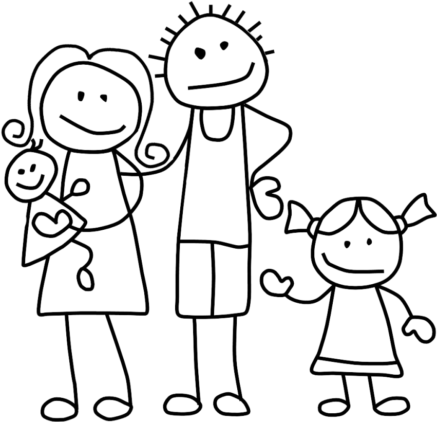 Download Family Clip Art Black And White Stick Figure Family Png PNG