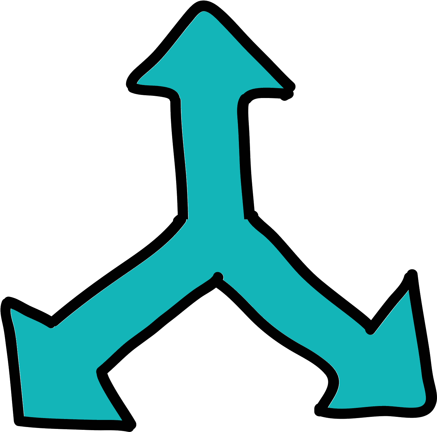 Arrow Up Left Right Icon - Flecha Tres Puntas Png (1600x1600), Png Download