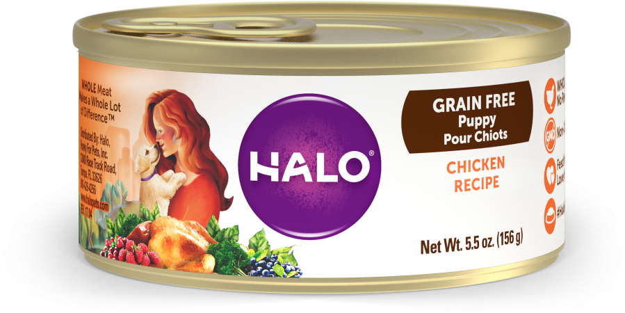 Halo Puppy Grain Free Chicken Recipe Canned Dog Food - Halo Holistic Chicken Recipe Senior Canned Dog Food, (1000x692), Png Download