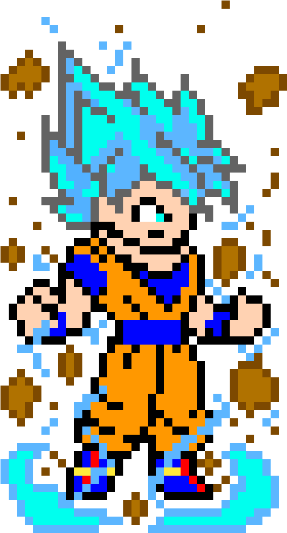 Goku Super Saiyan Blue - Super Saiyan Goku Blue Pixel Art (576x1168), Png Download