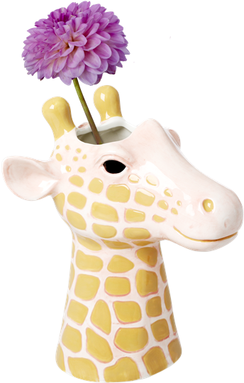 Ceramic Vase In Giraffe Head Shape - Rice Vase Keramik Klein Cremefarben With Lavendelfarbener (600x600), Png Download