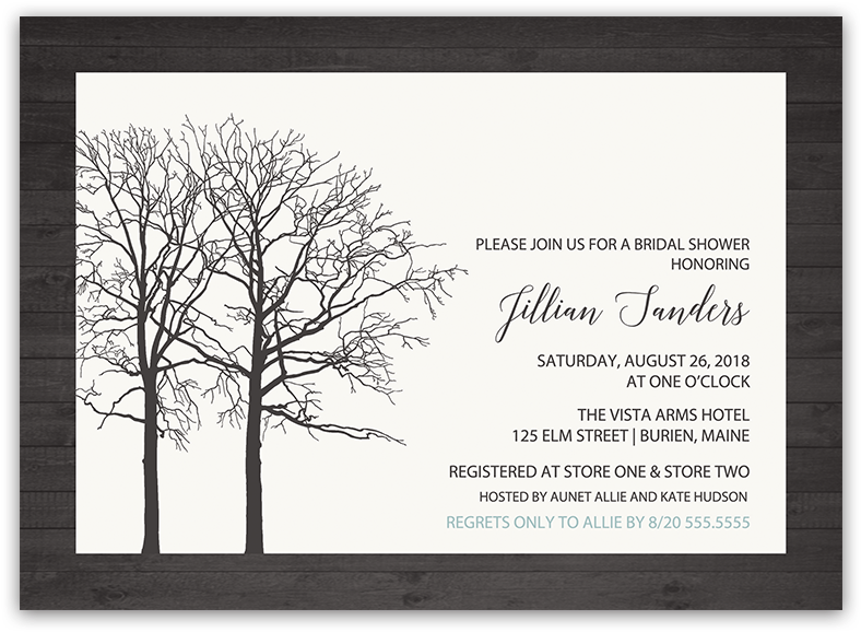 Rustic Barn Wood Tree Winter Bridal Shower Invitation - Brown Trees Mousepad (900x900), Png Download