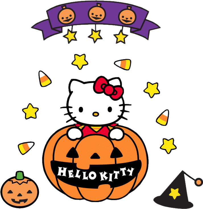 Download Hello Kitty Halloween Png Clipart Hello Kitty - Happy Halloween Hello Kitty Gif (731x751), Png Download