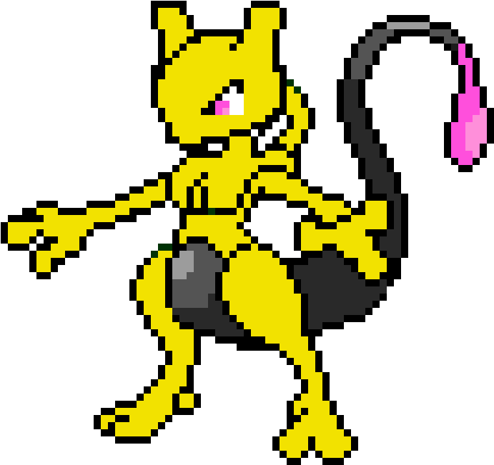 Pencil Mewtwo - Pokemon Mewtwo Pixel Art (760x730), Png Download