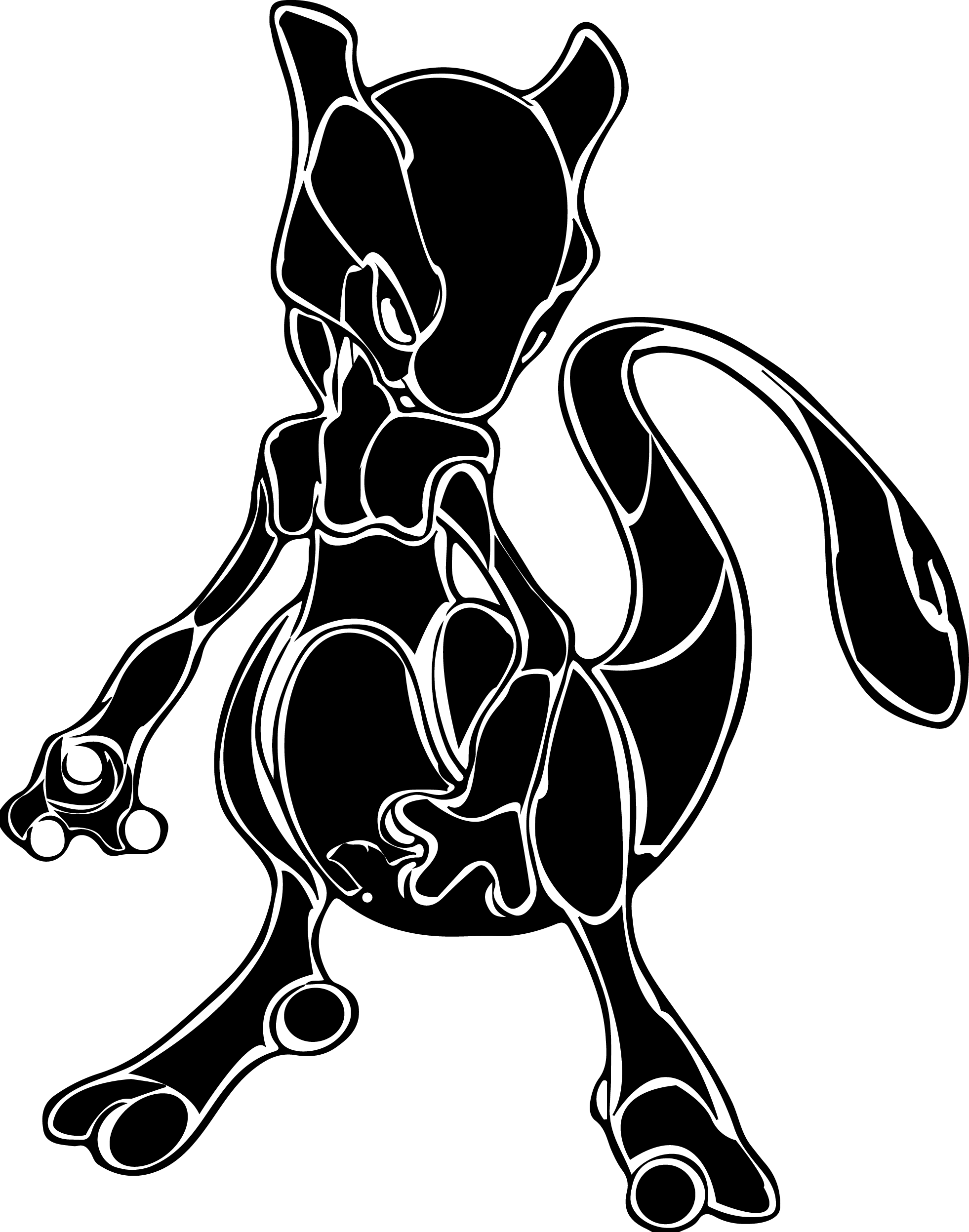 Mewtwo Tribal Tattoo Design - Tatto De Mewtwo Tribal (1962x2495), Png Download