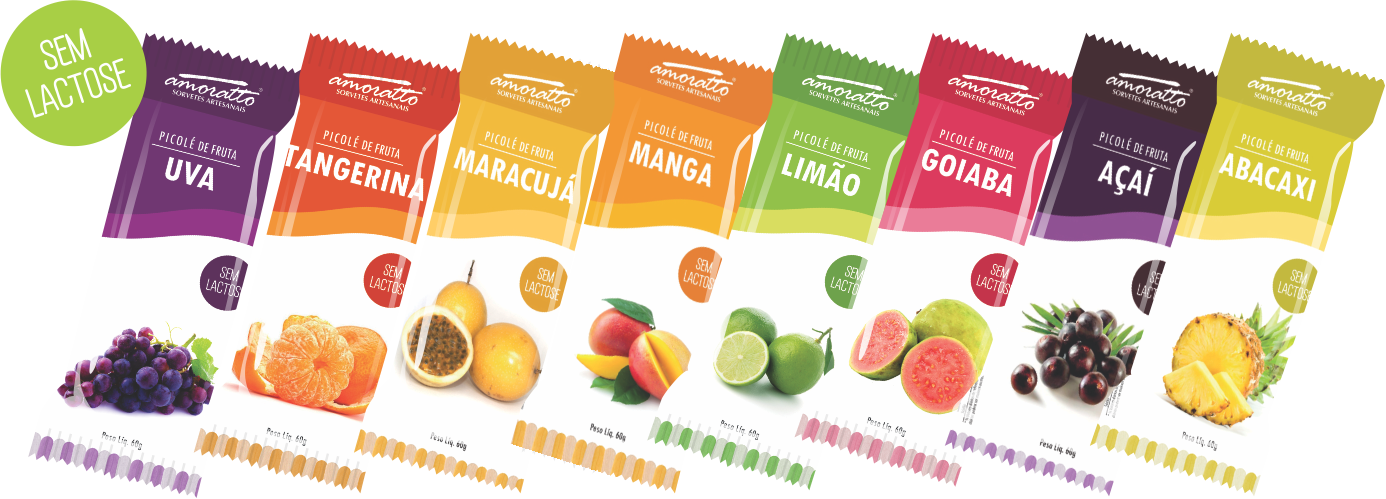 Picolé De Frutas Png - Sabores De Picole De Fruta (1386x499), Png Download
