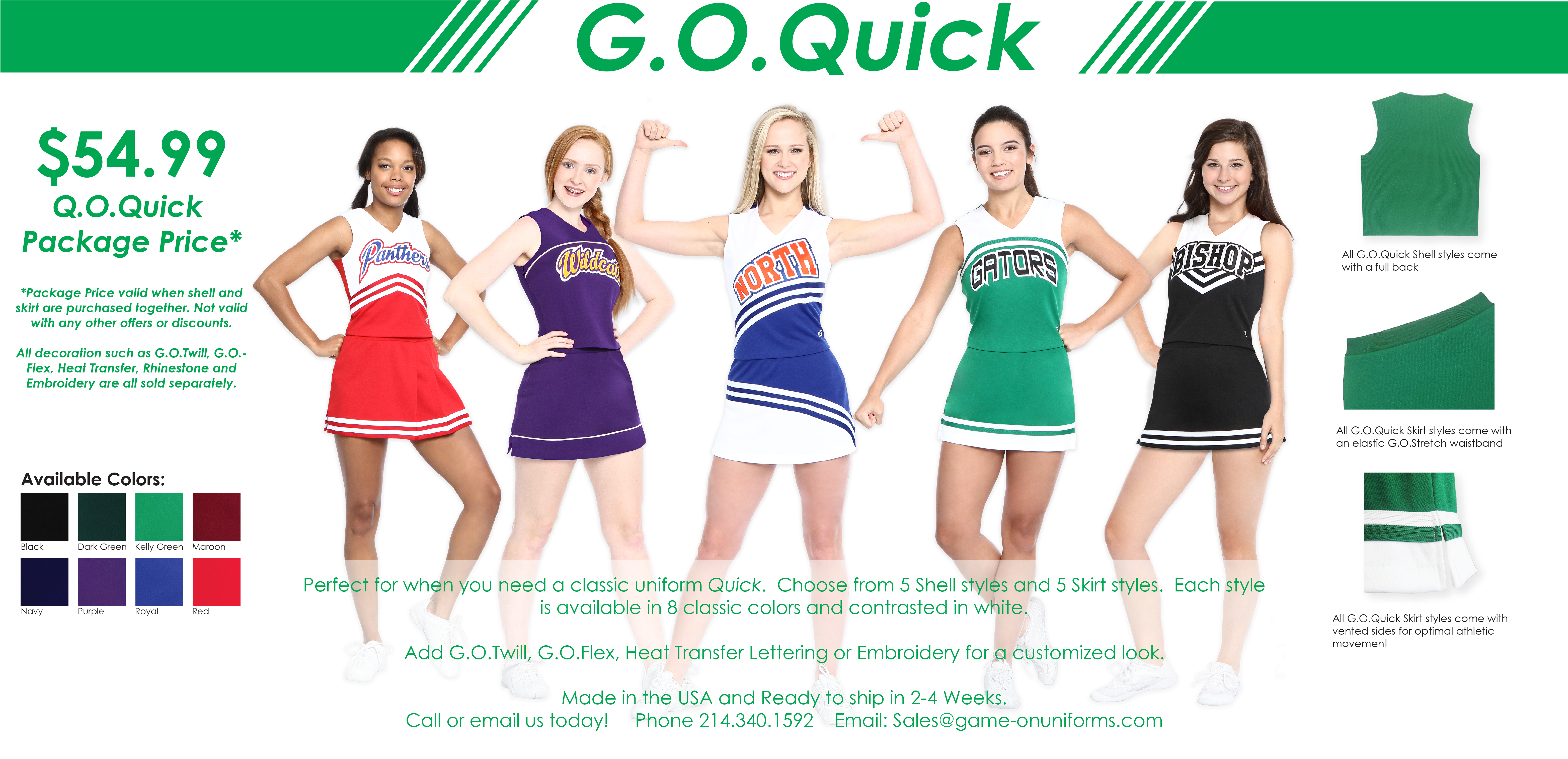 Goquick Cheer Uniforms - Uniform (7327x3082), Png Download
