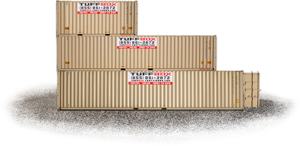 Stack Of 20 40 And 45 Foot Shipping Containers - Shipping Container (1000x531), Png Download