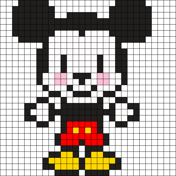 Mickey Mouse Perler Bead Pattern - Dibujos Pixelados De Mickey Mouse (610x610), Png Download