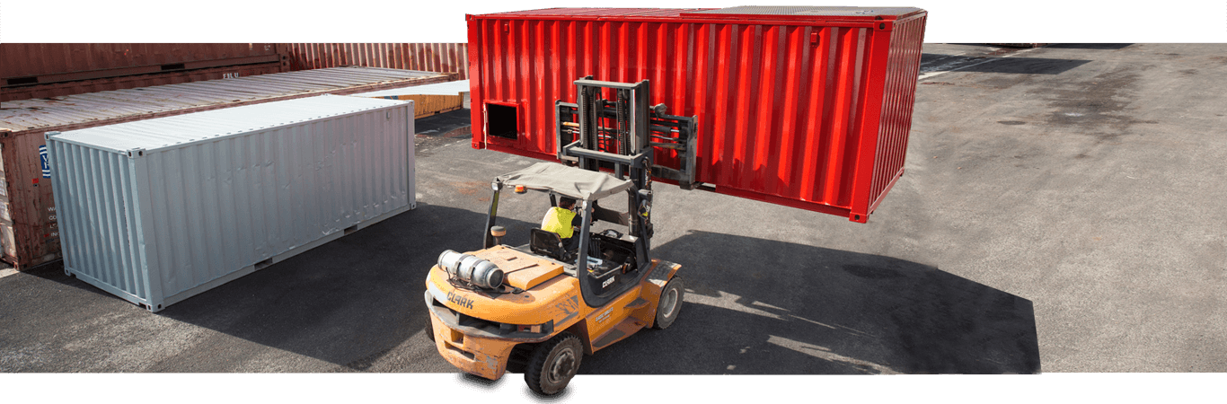Port Shipping Containers Divider - Forklift Container 20ft (1366x450), Png Download