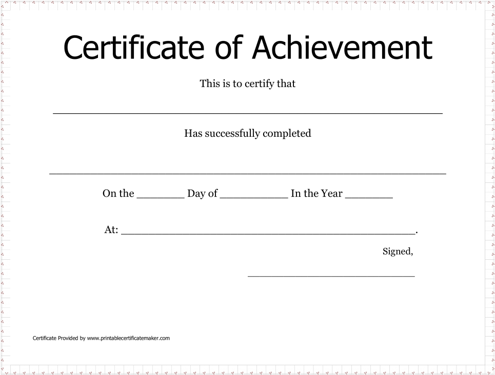 Large Size Of Certificate Of Achievement Free Template - Certificate (1024x791), Png Download