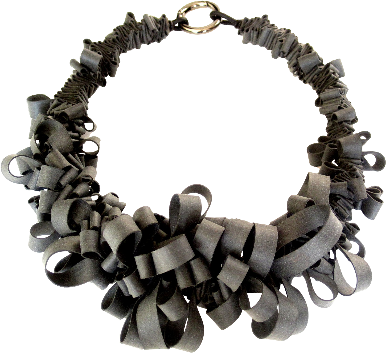 Ruffle Necklace In Charcoal Rubber - Necklace (1703x1704), Png Download
