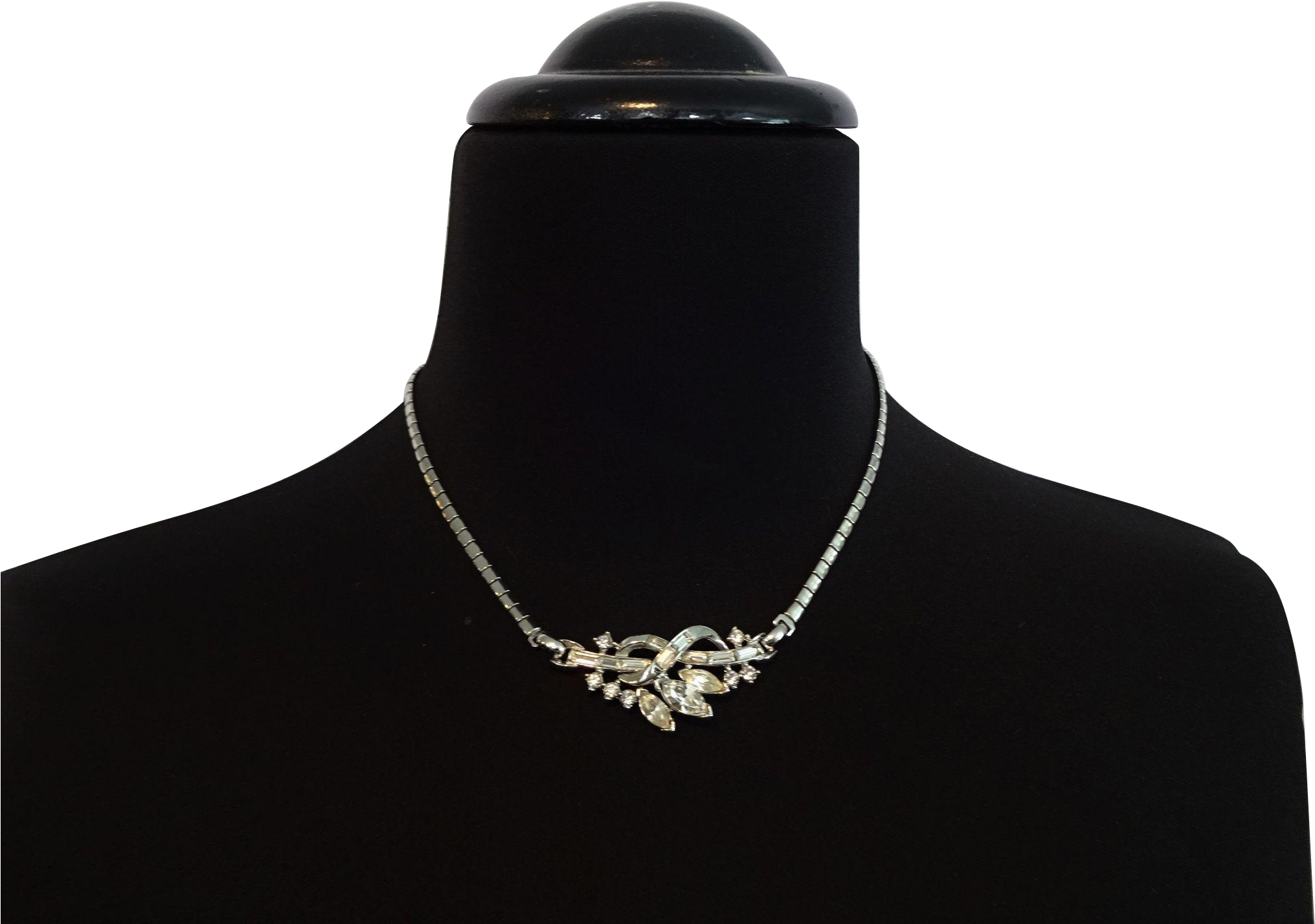 Art Deco Rhinestone Necklace Choker Vintage 1940s Silver - Pendant (2030x2030), Png Download