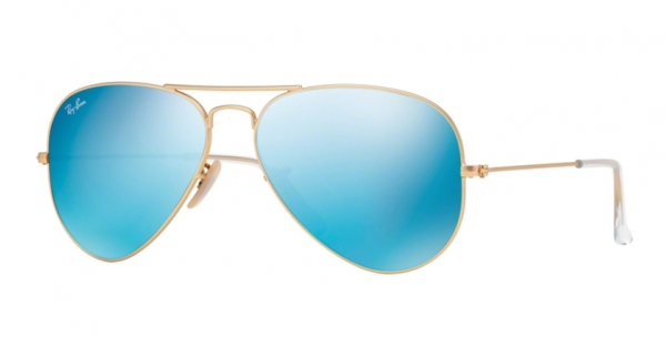 New - Ray-ban Rb3025 Aviator Sunglasses (matte Gold Frame/blue (600x600), Png Download