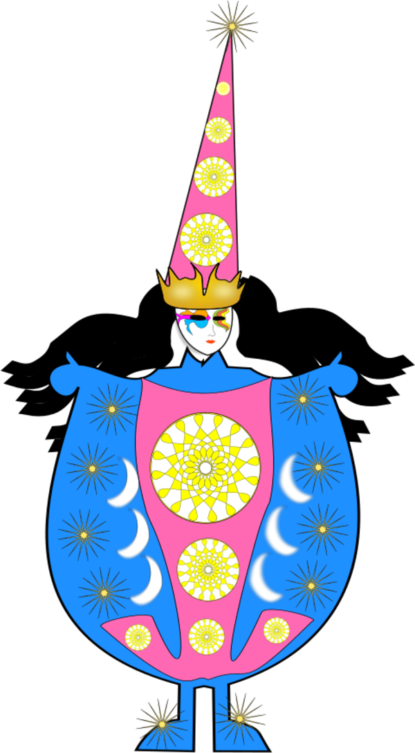 Clown Wearing Large Dress And Long Hat - Clown (600x1089), Png Download