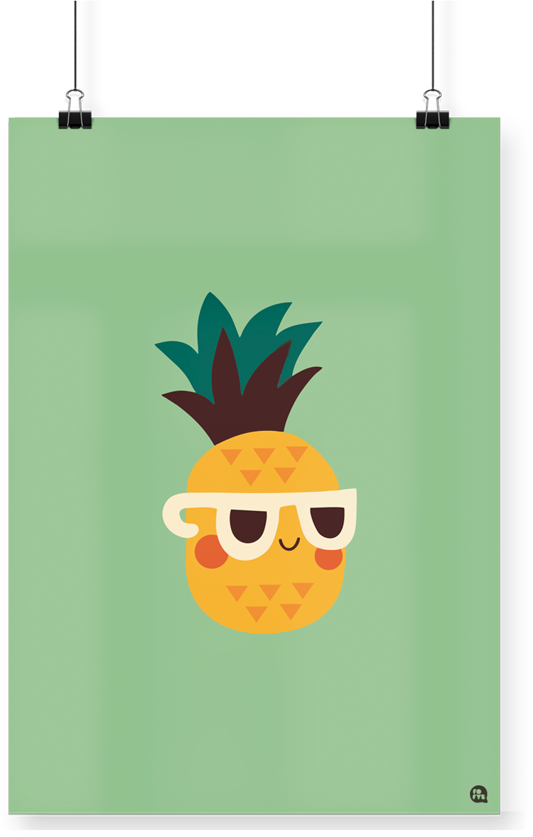 Poster Decorativo Abacaxi De Óculos- Fofys - Kawaii Pineapple Cute (1200x1200), Png Download