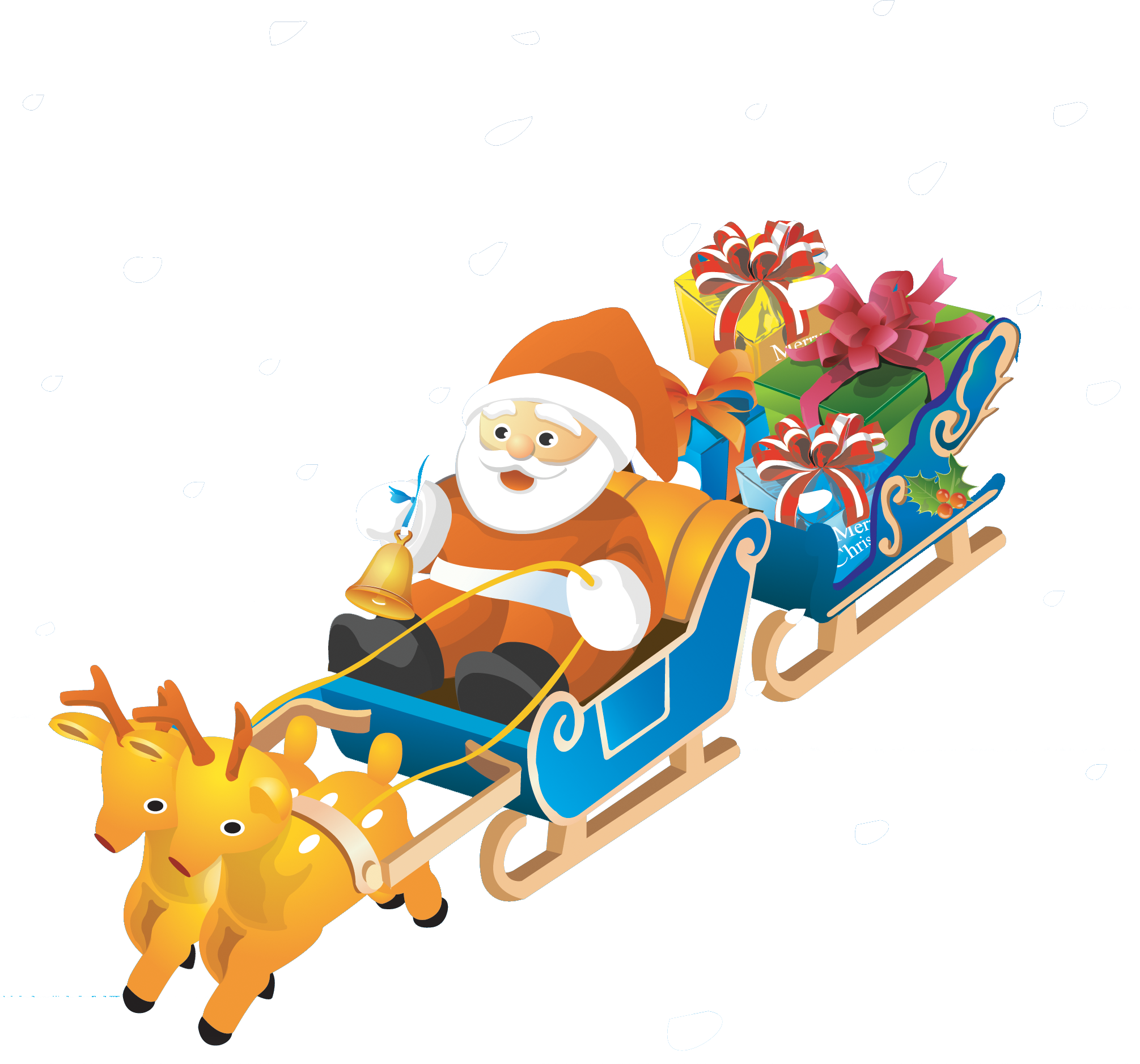 Santa Sleigh Png - Durable Waterproof Merry Christmas Pvc Kids Room Wall (2011x1877), Png Download