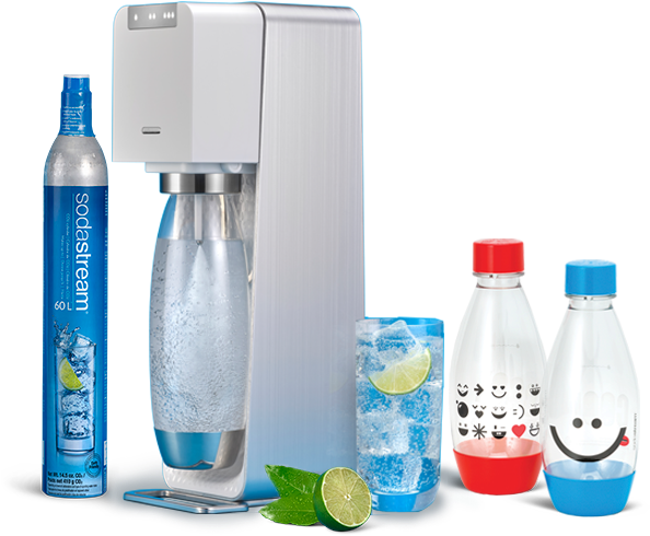 Power White & Twinpack Emoji Bottles - Sodastream Fizzi Sparkling Water Maker Black (771x574), Png Download