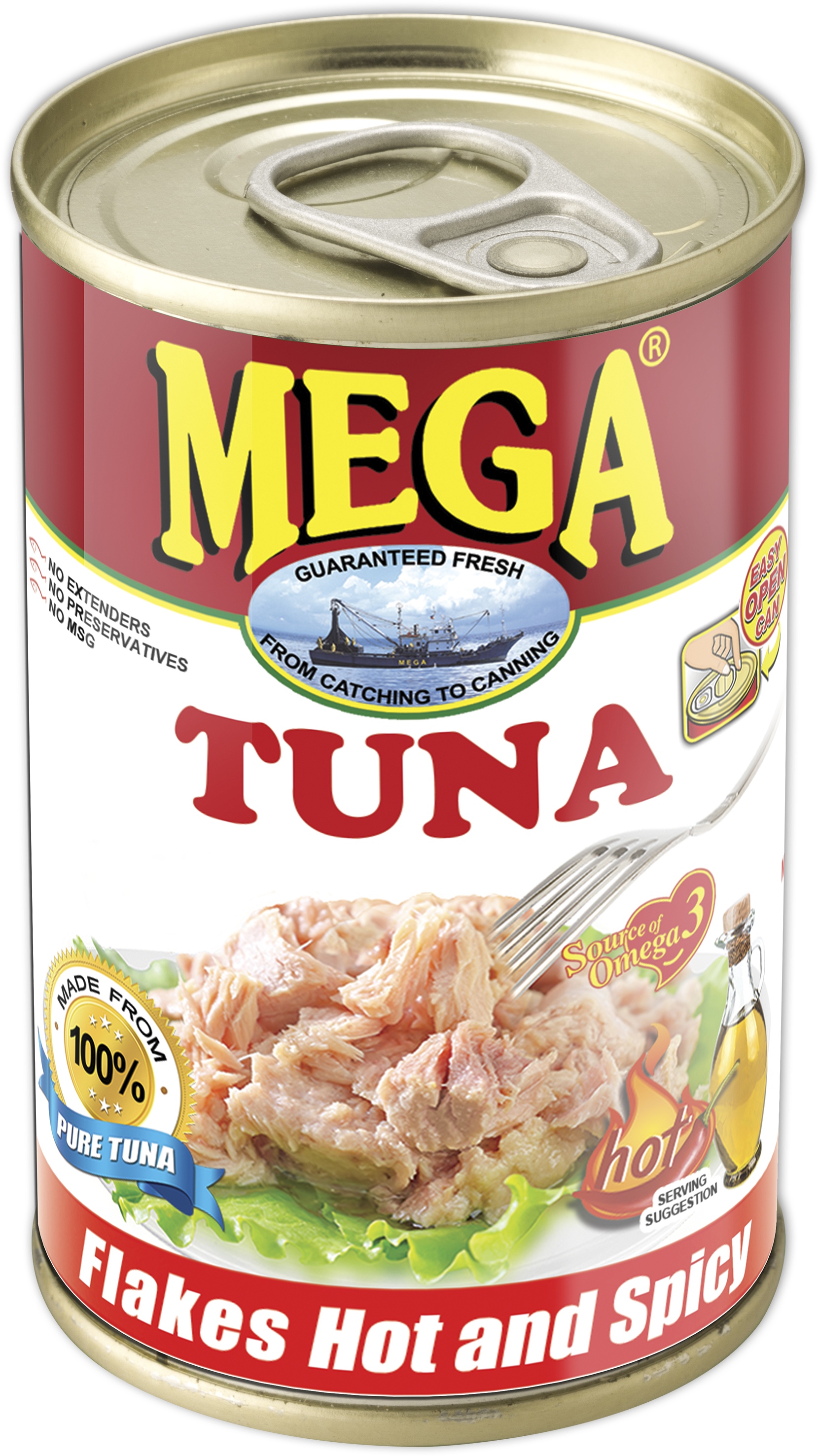 Mega Tuna Hot And Spicy 155g - Mega Tuna Flakes Hot And Spicy (1828x3116), Png Download