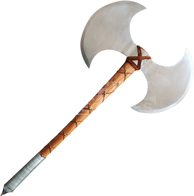 Double-bladed Barbarian Battle Axe - Double Bladed War Axe (767x767), Png Download