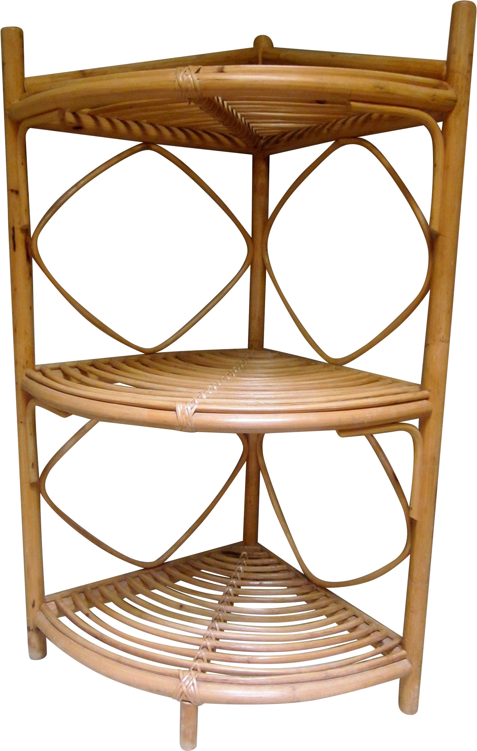 Vintage Rattan Bamboo Corner Shelf On Chairish - Shelf (1944x2592), Png Download