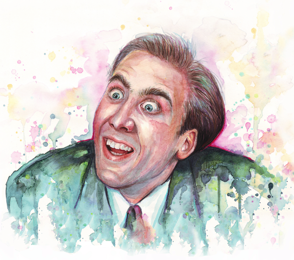Click And Drag To Re-position The Image, If Desired - Nicolas Cage Painting (600x530), Png Download