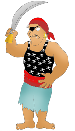 Cartoon Pirate With Sword - Greeting Card (299x531), Png Download