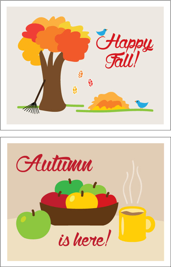 Happy Fall Cards - Autumn (592x888), Png Download