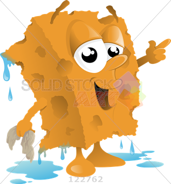 Esponja De Limpieza Animada (340x366), Png Download