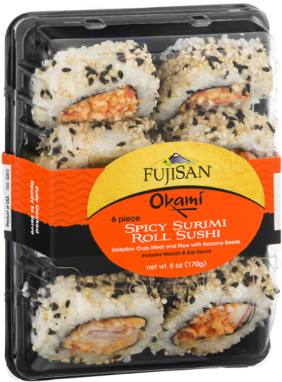 Fujisan Okami Spicy Surimi Roll Sushi - 6 Piece (600x600), Png Download