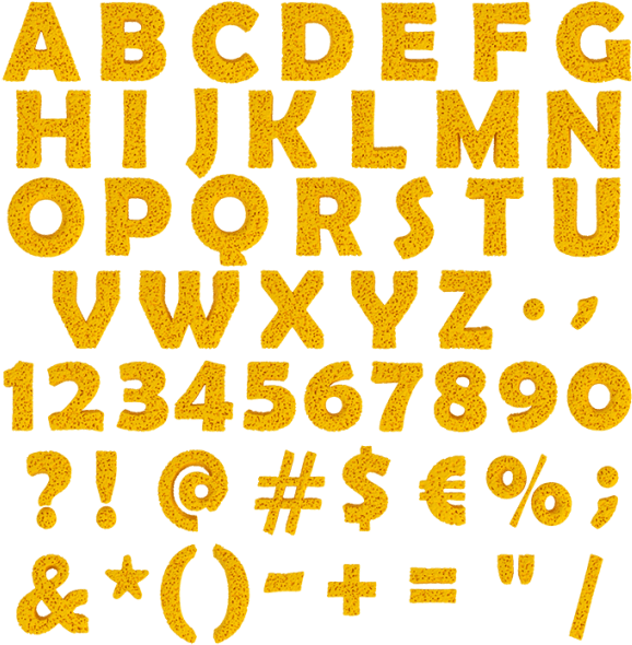 Yellow Sponge Letters - Sponge Font (595x610), Png Download