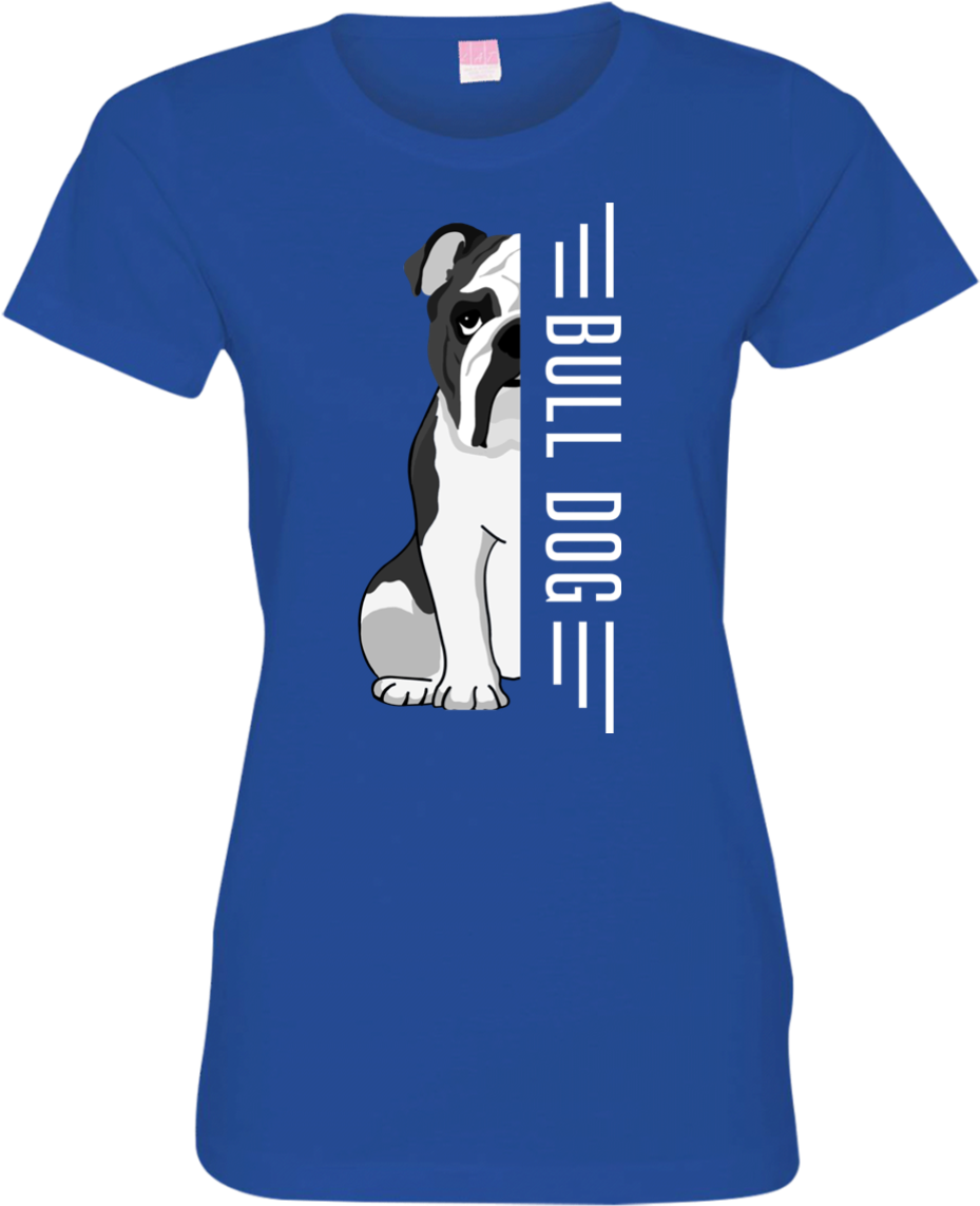 Bulldog Half Face Tshirt 3516 Lat Ladies' Fine Jersey - Shirt (1155x1155), Png Download
