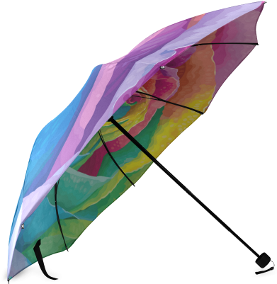 Vibrant Flower Watercolor Foldable Umbrella - Optical Illusion Umbrella (500x500), Png Download