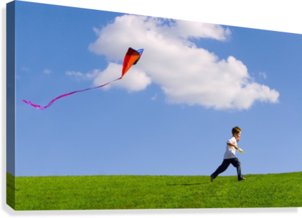 Child Flying A Kite Canvas Print - Boy Flying A Kite (429x310), Png Download