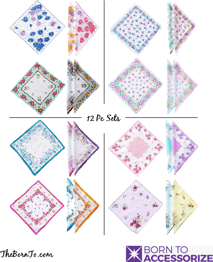 12 Pc Set Ladies Handkerchiefs With Scalloped Edges - Triangle (1000x1000), Png Download