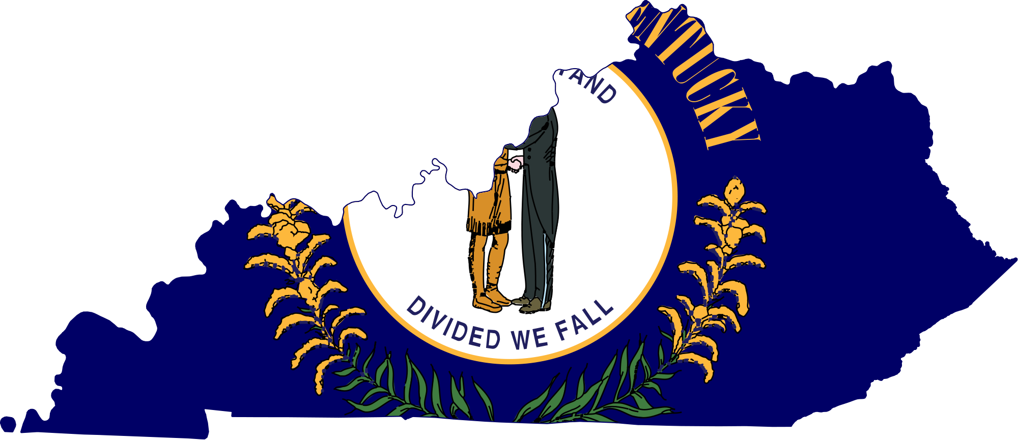 Image Freeuse Stock Kentucky Clipart At Getdrawings - Kentucky Flag In State Shape (2000x865), Png Download