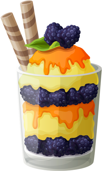 Ice Cream Cup With Blackberry Png Clipart - Ice Cream Cup Png (365x600), Png Download