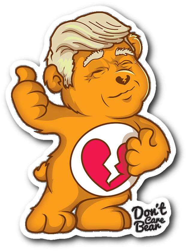 Don't Care Bear Maga W/hair Trump Sticker - Donald Trump (1024x1024), Png Download