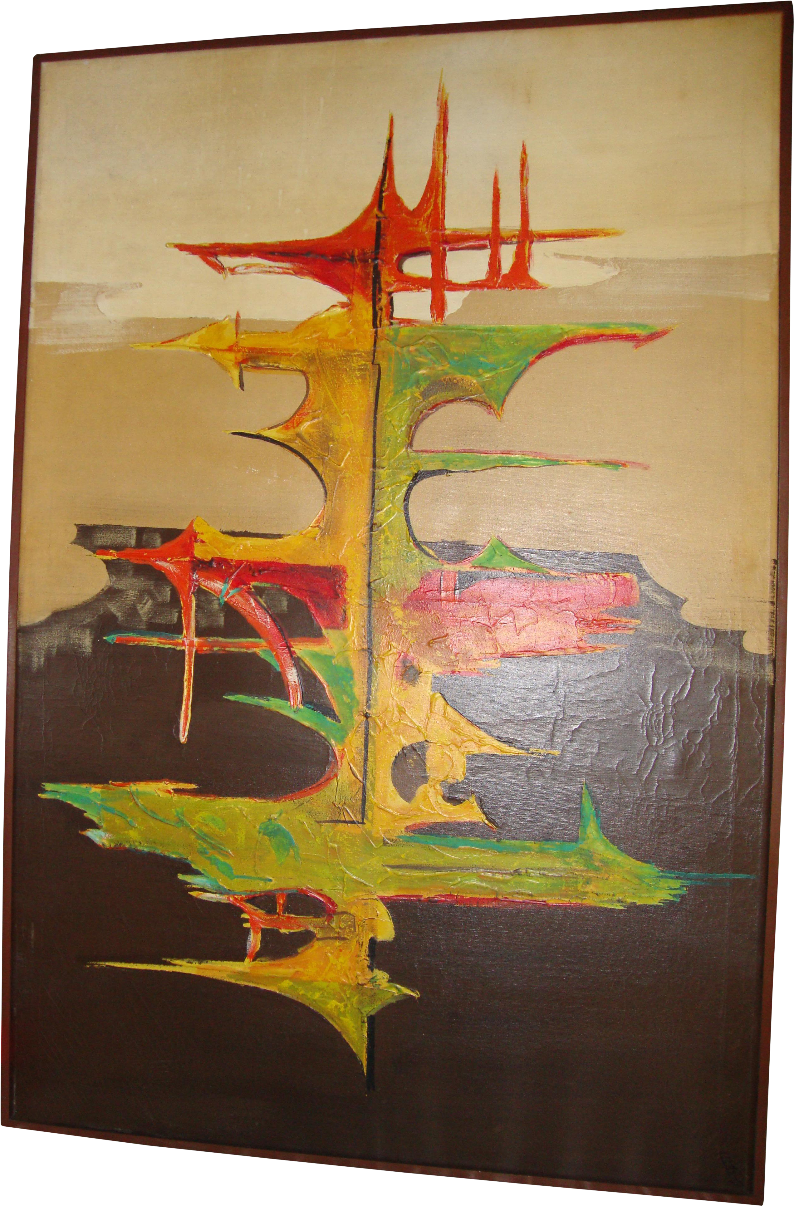 M#century Modern Oil Abstract Painting By Ghetti Hollywood (2826x4292), Png Download