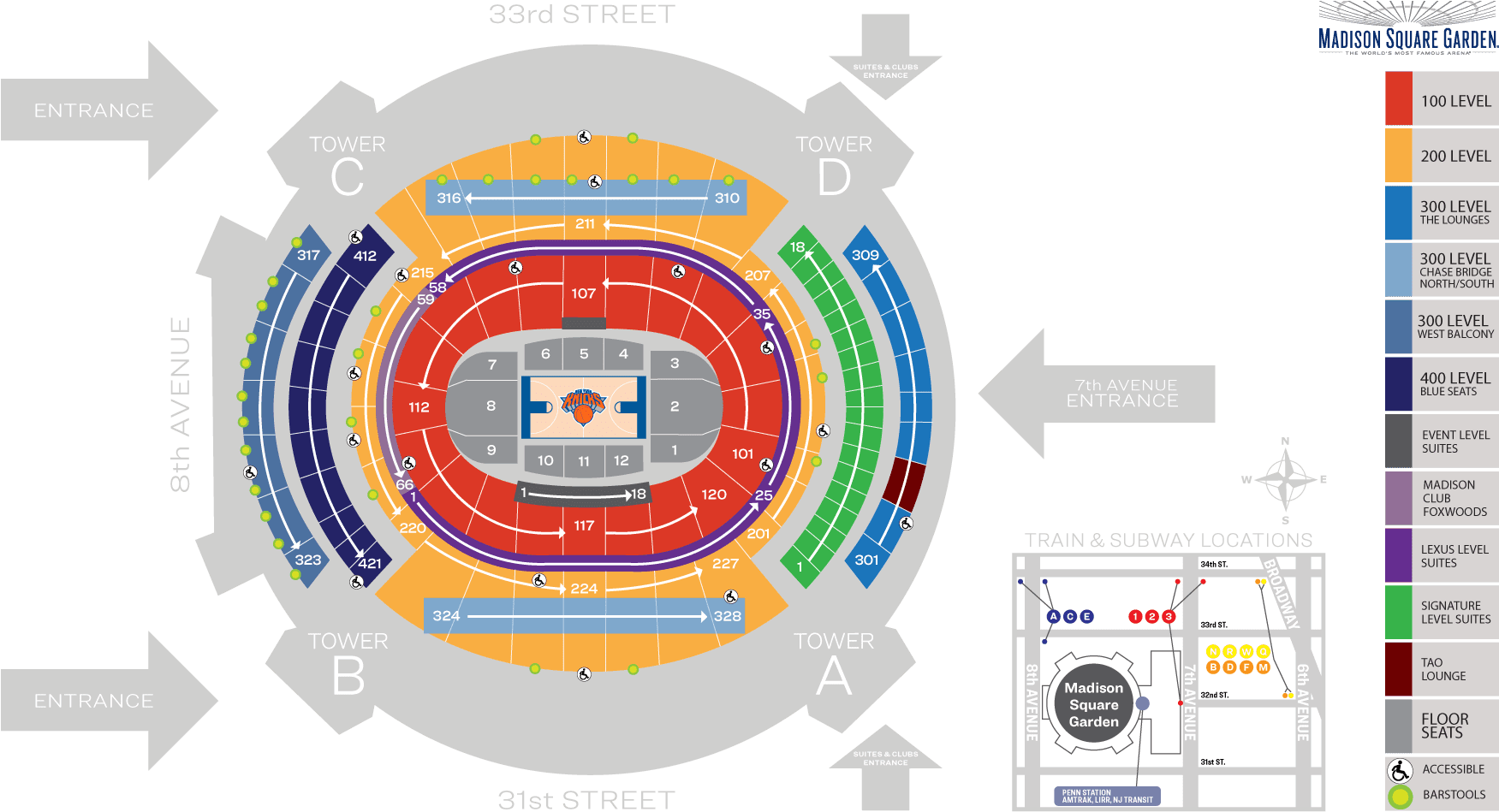 Madison Square Garden Seating Chart And Map Knicks - Madison Square Garden Seating Chart (1280x720), Png Download
