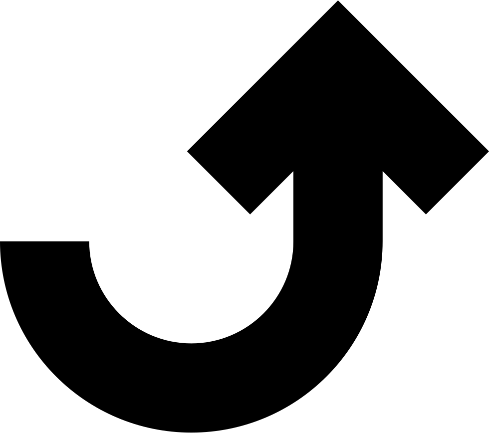 Up Curved Arrow - Curved Arrow Black Icon (980x868), Png Download
