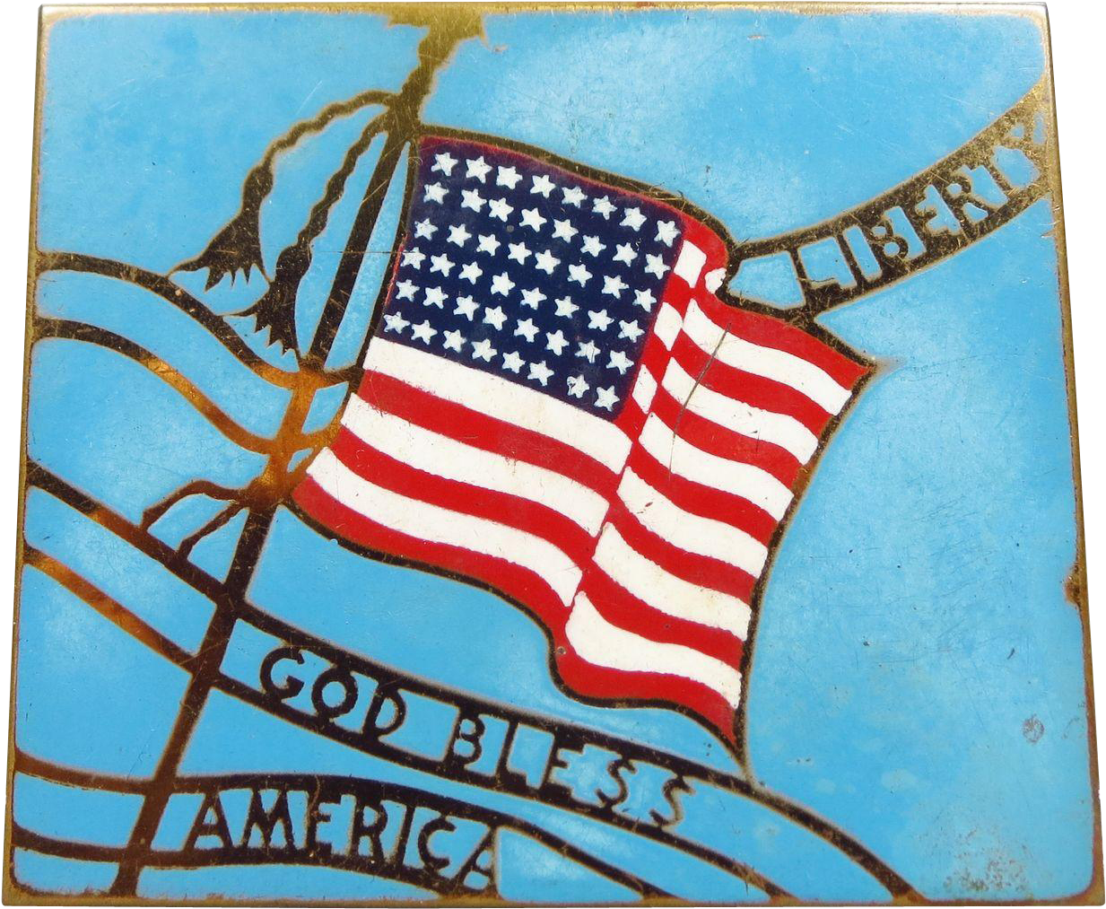 Vintage Wwii Era Enamel 48 Star Flag Americana Compact - Flag Of The United States (1232x1232), Png Download