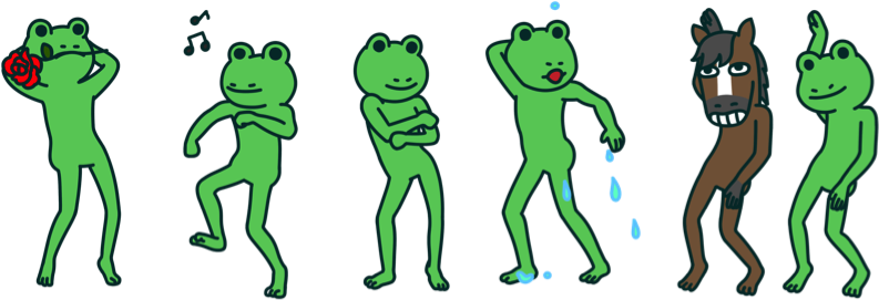 Frog And Horse Wechat Stickers - Frog And Horse Sticker (825x302), Png Download
