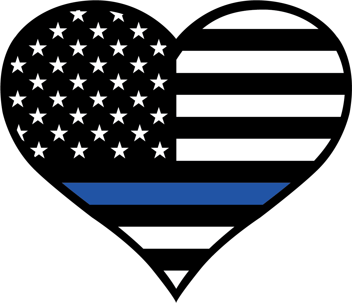 Thin Blue Line Heart Sticker - Thin Blue Line Heart Svg (1281x1111), Png Download