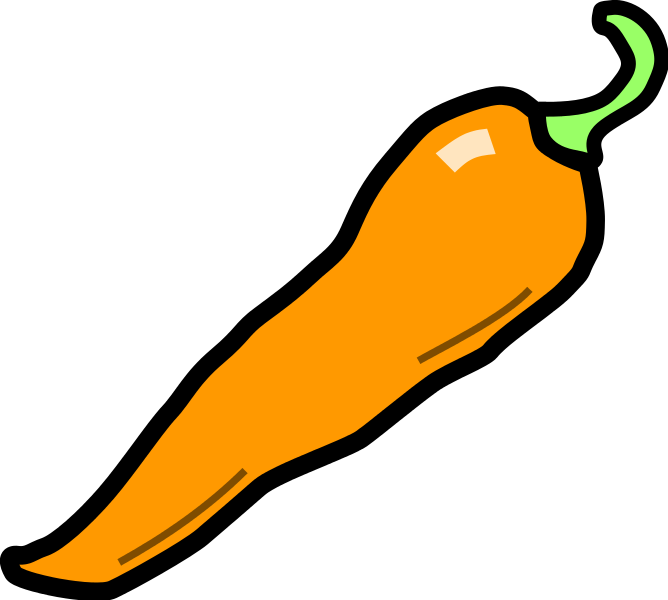File Chilli Pepper Wikimedia - Orange Chili Pepper Clipart (668x600), Png Download