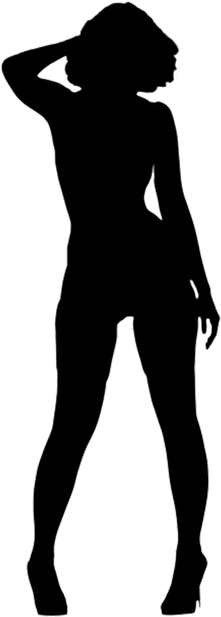 Black Silhouette Of Woman Standing - Silhouette (340x886), Png Download