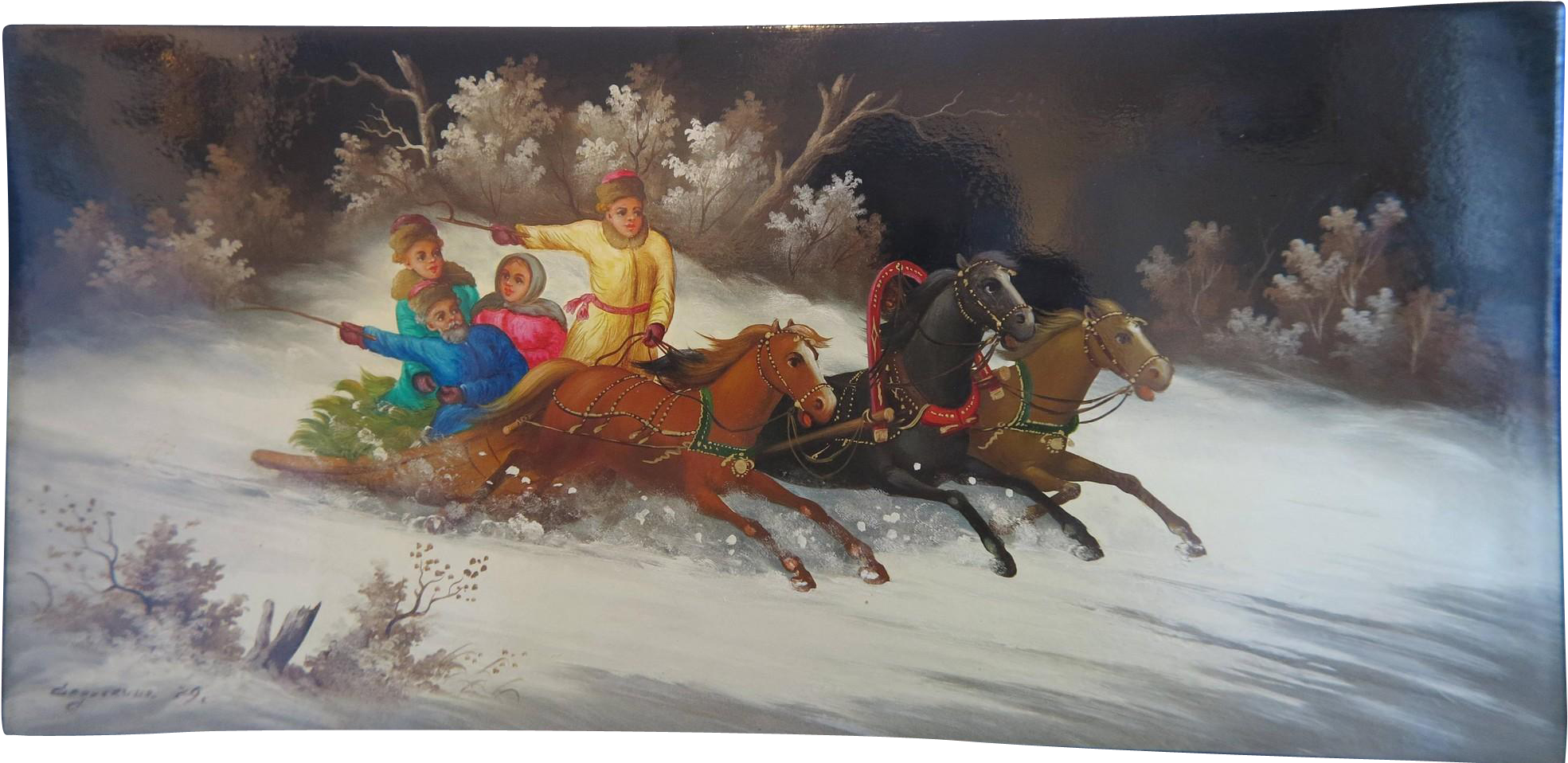 Fedoskino Russian Lacquer Painting, Signed And Dated, - Russian Lacquer Art (1968x1968), Png Download