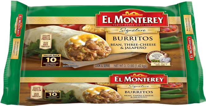 Click To Zoom - El Monterey Jalapeno Bean & Three-cheese Burritos (700x378), Png Download
