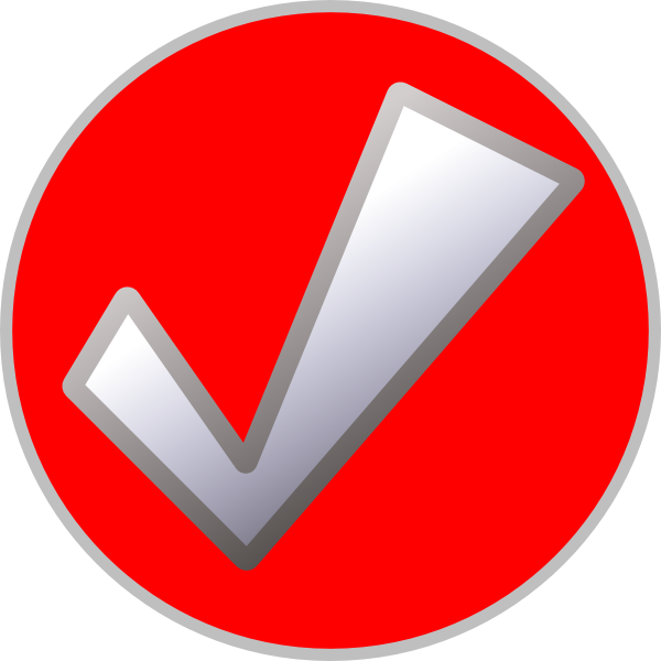 Red Tick Button Svg Clip Arts 600 X 600 Px (600x600), Png Download